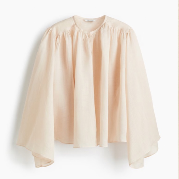 H&M Edition Voluminous Ramie Blouse NWOT - Picture 2 of 2